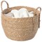 Decorative Round Wicker Woven Rope Storage Blanket Basket with Braided Handles